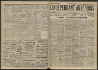 3 vues - L\'Indépendant auxerrois : organe quotidien républicain progressiste de l\'Yonne, n° 218, vendredi 20 septembre 1901 (ouvre la visionneuse)